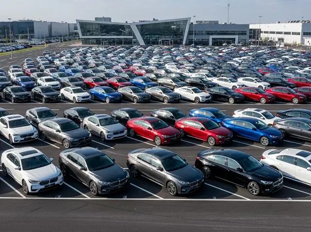 Many vehicles in a lot